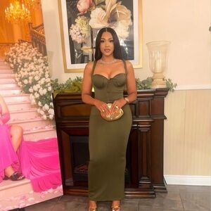 Elegant Olive Green Dress